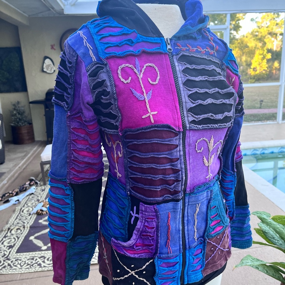 Vibrant Patchwork Utility Jacket NWT - image 3